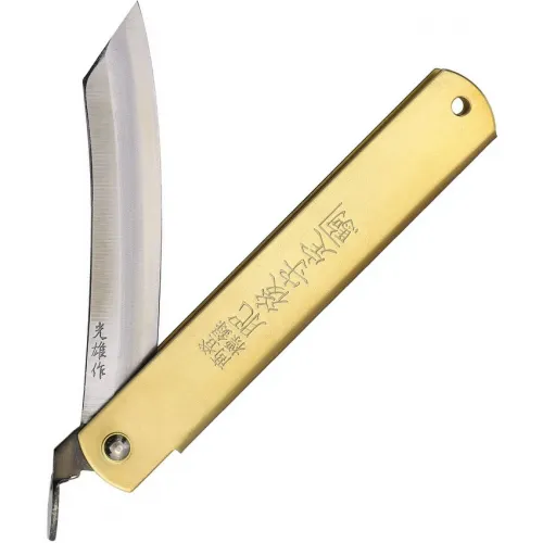 Higonokami No.11 Japanese Folding Knife - 3.75" Blue Paper Steel Blade Brass Handle
