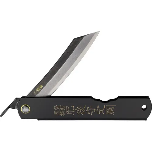 Higonokami Japanese UK EDC Folding Knife - 2.75" Two Tone SK5 Carbon Steel Blade Black Steel Handle