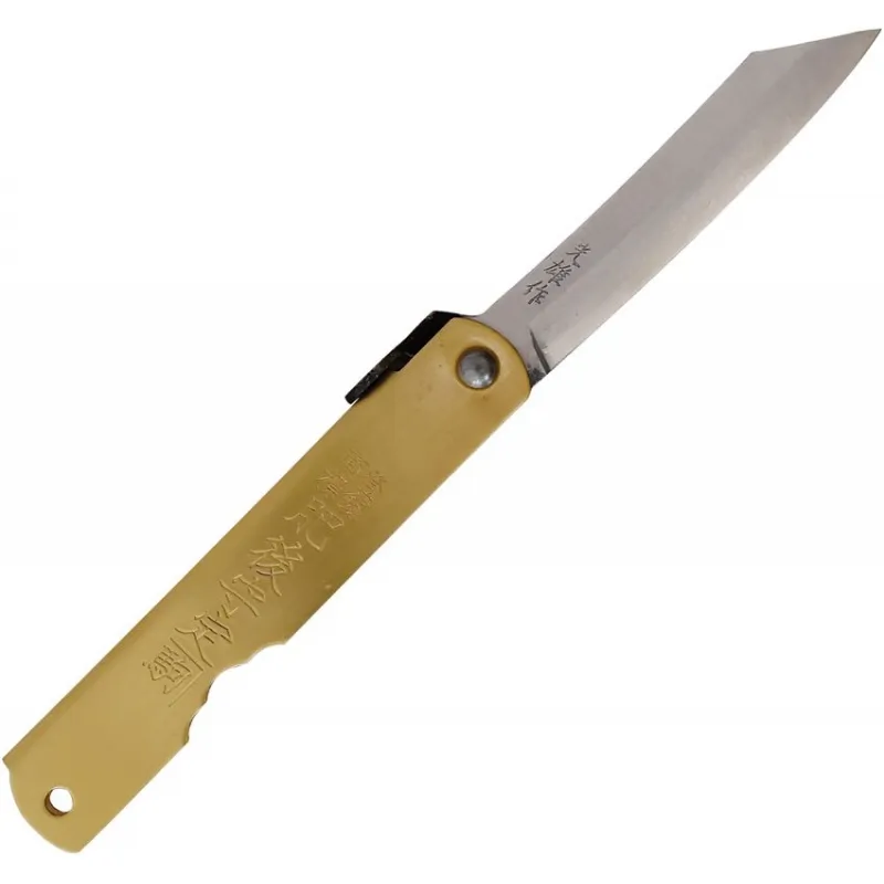 Higonokami Japanese Warikomi Folding Knife with Sheep Engraved Handle - 3.25" Blue Paper Steel Blade Cyclaire Knives and Tools