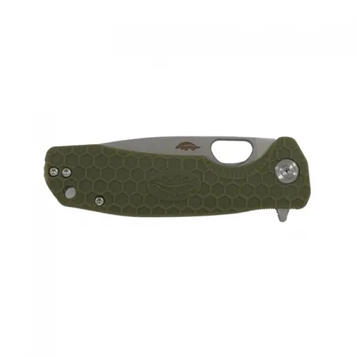 Honey Badger Small Folding Knife - 2.81" 8Cr13MoV Stainless Steel Drop Point Blade Green FRN Handle Liner Lock