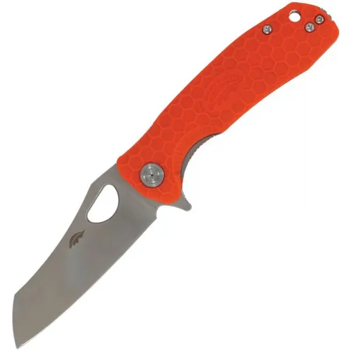 Honey Badger Medium Folding Knife - 3.19" Wharncleaver 8Cr13Mov Blade Orange Textured Handle