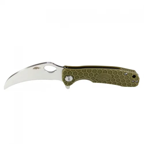 Honey Badger Large Claw Folding Knife - 3.38" 8Cr13MoV Stainless Steel Claw Blade Green FRN Handle