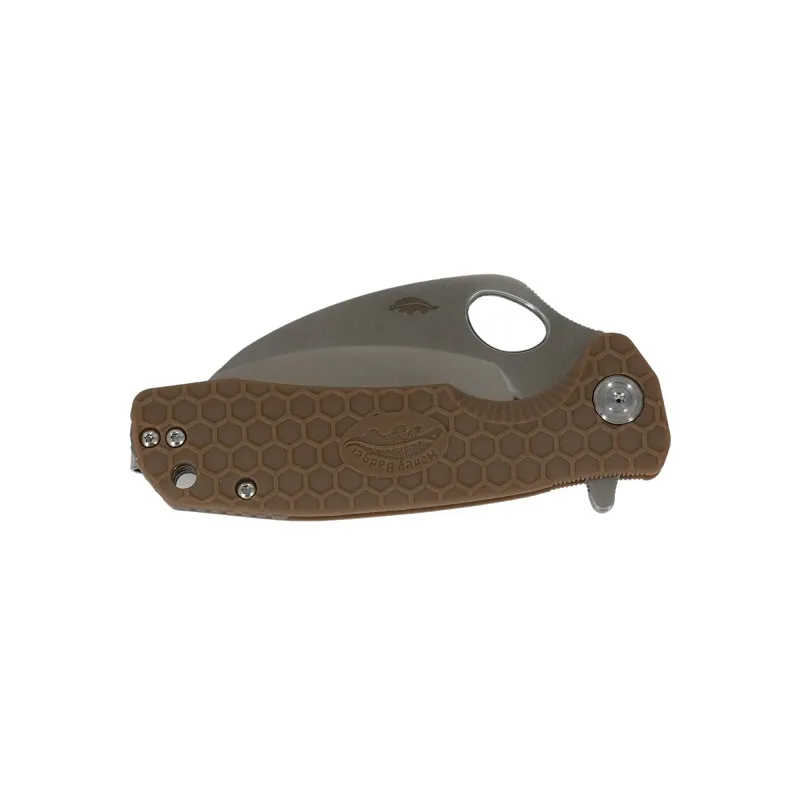 Honey Badger Medium Claw Folding Knife - 3.63" 8Cr13MoV Stainless Steel Claw Blade Brown Tan FRN Handle Cyclaire Knives and Tools