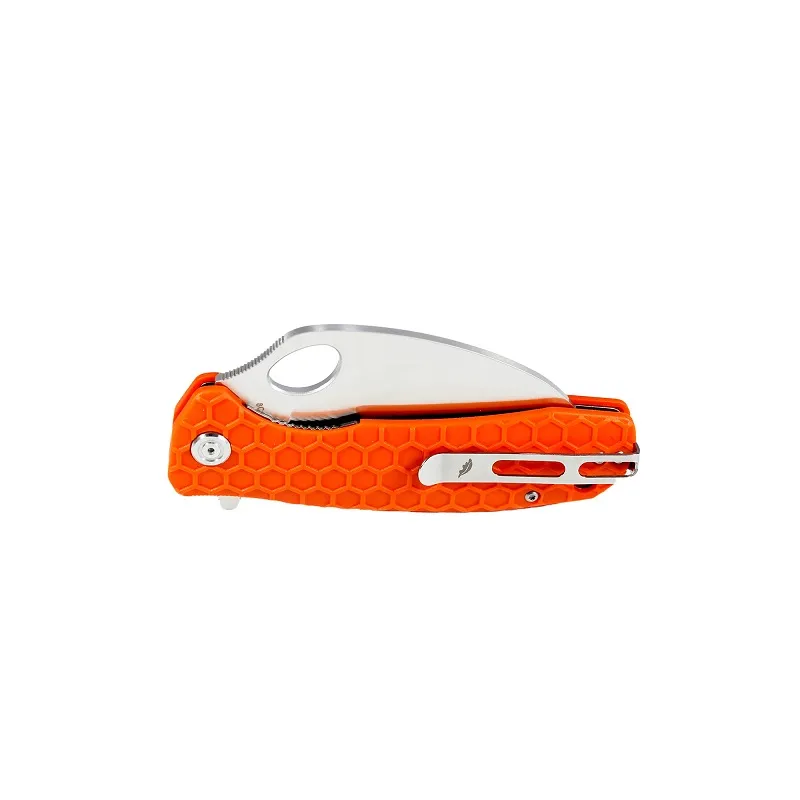 Honey Badger Large Serrated Claw Folding Knife - 3.38" 8Cr13MoV Stainless Steel Claw Blade Orange FRN Handle Cyclaire Knives and Tools