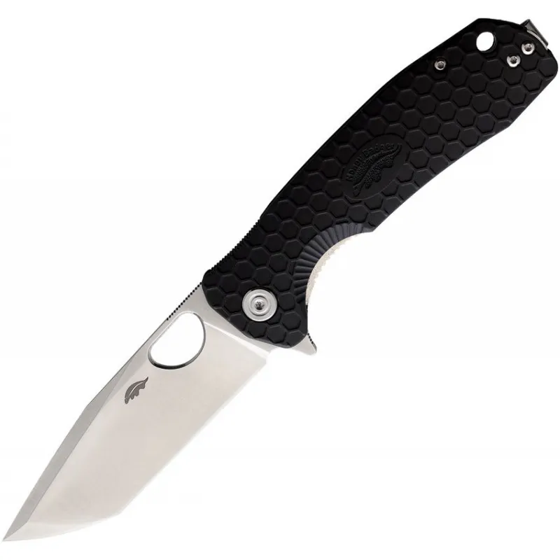 Honey Badger Large Folding Knife - 3.63" 8Cr13MoV Tanto Blade Black FRN Handle Liner Lock Cyclaire Knives and Tools