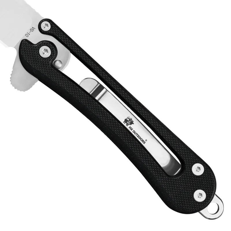 HX Outdoors UK EDC Vertex Folding Knife - 2.68" VG-10 Stainless Steel Blade Black G10 Handle Cyclaire Knives and Tools