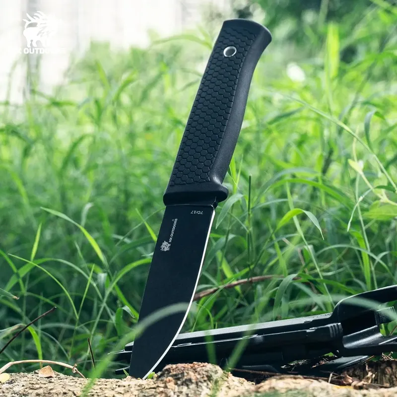HX Outdoors Gorge Walker Fixed Blade Knife - 3.8" 7Cr17 Blade Black TPR Handle Cyclaire Knives and Tools