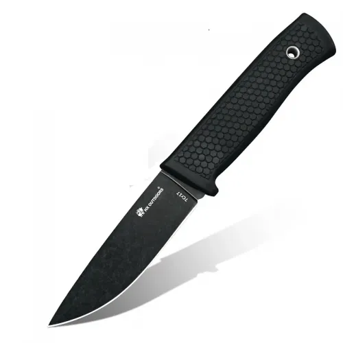 HX Outdoors Gorge Walker Fixed Blade Knife - 3.8" 7Cr17 Blade Black TPR Handle
