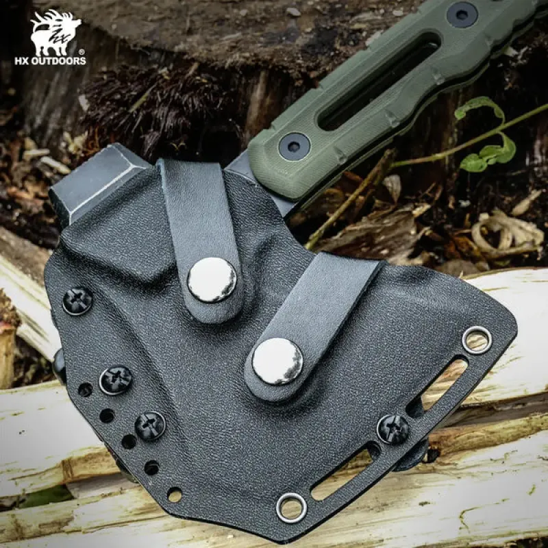 HX Outdoors Mini Ironside Camp Hatchet - 420 Stainlessa Steel Blade Green G10 Handle Cyclaire Knives and Tools