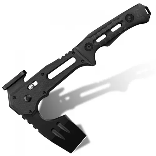 HX Outdoors Falcilux Folding Bushcraft and Camping Hatchet - DC53 Steel Black G10 Handle