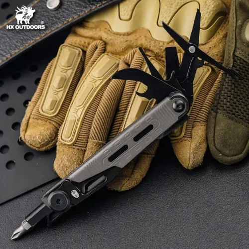 HX Outdoors SwiftTrail 8-in-1 Multi-Tool - 6.89" Long, 7Cr17 Blade Grey 2Cr13 Handle