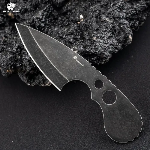 HX Outdoors Eagle Shark Fixed Blade Knife - 2.91" Black Stonewash Blade Nylon Sheath 