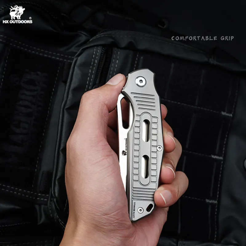 HX Outdoors Rock X Fluorite UK EDC Pocket Knife - 2.95" D2 Steel Blade Titanium Alloy Handle Cyclaire Knives and Tools