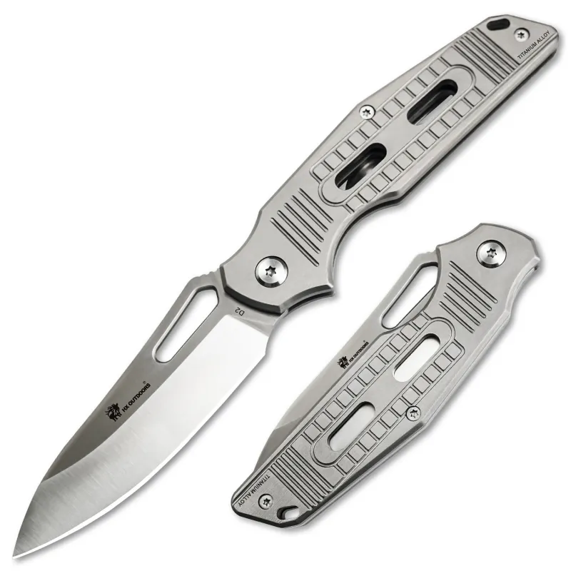 HX Outdoors Rock X Fluorite UK EDC Pocket Knife - 2.95" D2 Steel Blade Titanium Alloy Handle Cyclaire Knives and Tools
