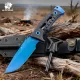 HX Outdoors Rock Apex Bushcraft Knife - 3.8" Blue DC53 Blade Black G10 Handle Firesteel Cyclaire Knives and Tools