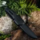 HX Outdoors Survival Master 4 Black Bushcraft Knife - 3.74" 5Cr15 Steel Blade Firesteel Sheath Black Handle Cyclaire Knives and Tools