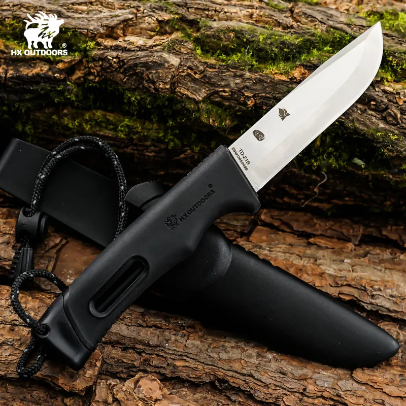 HX Outdoors Survival Master 4 Black Bushcraft Knife - 3.74" 5Cr15 Steel Blade Firesteel Sheath Black Handle Cyclaire Knives and Tools