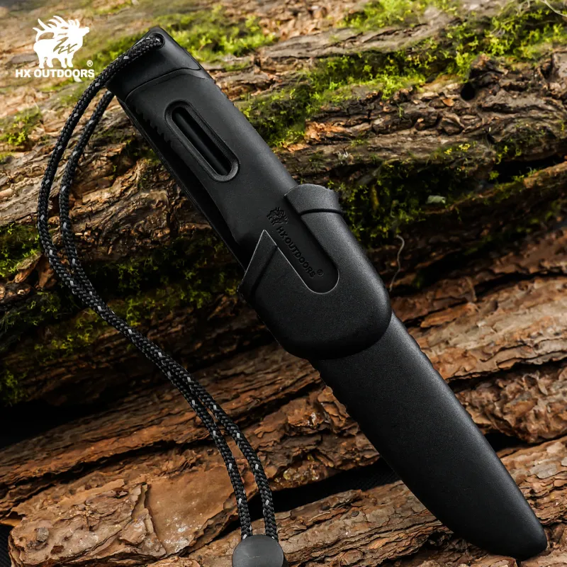 HX Outdoors Survival Master 4 Black Bushcraft Knife - 3.74" 5Cr15 Steel Blade Firesteel Sheath Black Handle Cyclaire Knives and Tools