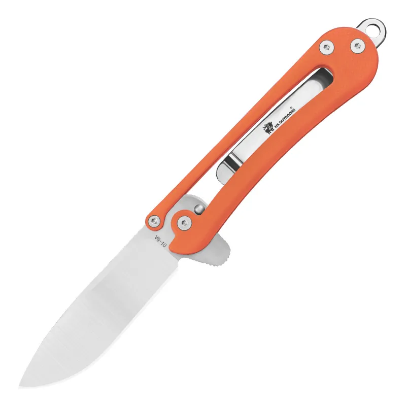 HX Outdoors UK EDC Vertex Folding Knife - 2.68" VG-10 Stainless Steel Blade Orange G10 Handle Cyclaire Knives and Tools