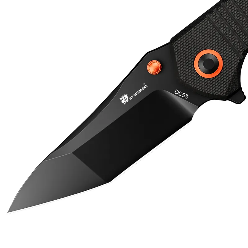 HX Outdoors Rock Onyx UK EDC Folding Knife - 2.87" Black DC53 Stainless Tool Steel Blade Black G10 Handle Cyclaire Knives and Tools
