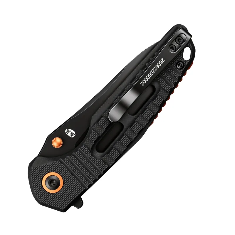 HX Outdoors Rock Onyx UK EDC Folding Knife - 2.87" Black DC53 Stainless Tool Steel Blade Black G10 Handle Cyclaire Knives and Tools