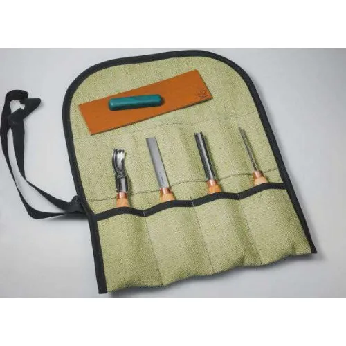 BeaverCraft SC01 Gouge Wood Carving Tool Set - 4 Wood Carving Gouges and Chisels with Tool Roll