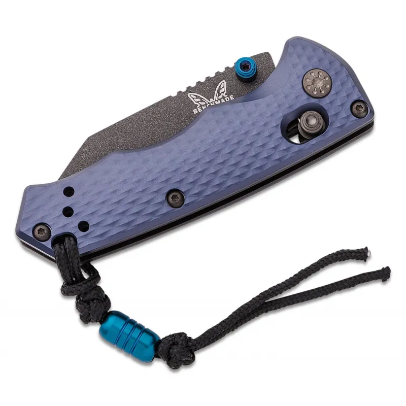 Benchmade Full Immunity Folding Knife - 2.49" Cobalt Black Blade Crater Blue Billet Handle Cyclaire Knives and Tools