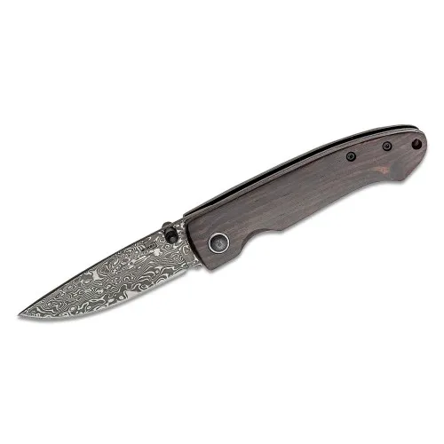 Boker Plus Damascus Gent II Folding Knife 2.75" Damascus Blade Ebony Wood Handle