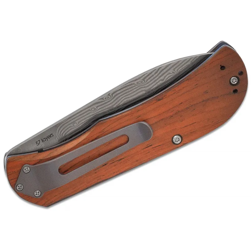 Boker Plus Exskelibur II Folding Knife - 2.75" Damascus Blade Cocobolo Wood Handle Cyclaire Knives and Tools
