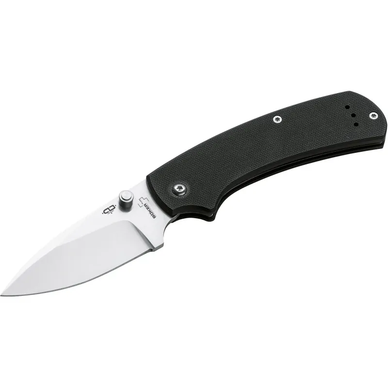 Boker Plus UK EDC Chad Los Banos XS Drop Folding Knife - 3.12" 440C Stainless Steel Black G10 Handle Cyclaire Knives and Tools