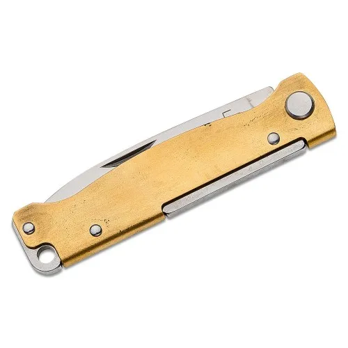 Boker Plus Atlas Brass UK EDC Pocket Knife - 2.64" Stainless Steel Blade Brass Handle