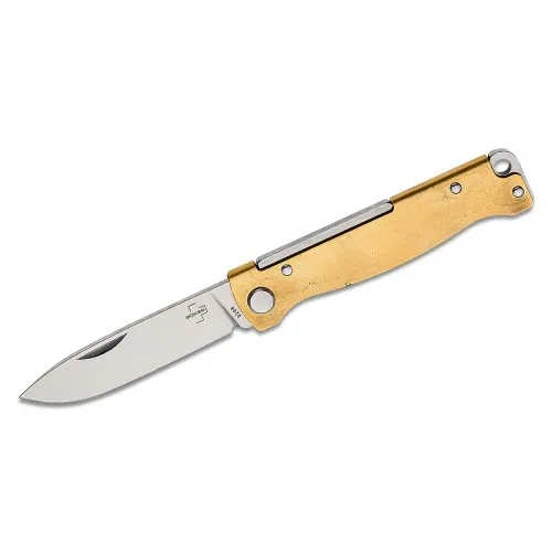 Boker Plus Atlas Brass UK EDC Pocket Knife - 2.64" Stainless Steel Blade Brass Handle