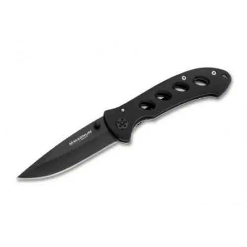 Boker Magnum Linerlock Shadow Pocket Knife - 3.26" Black 440A Steel Blade Aluminum Handle