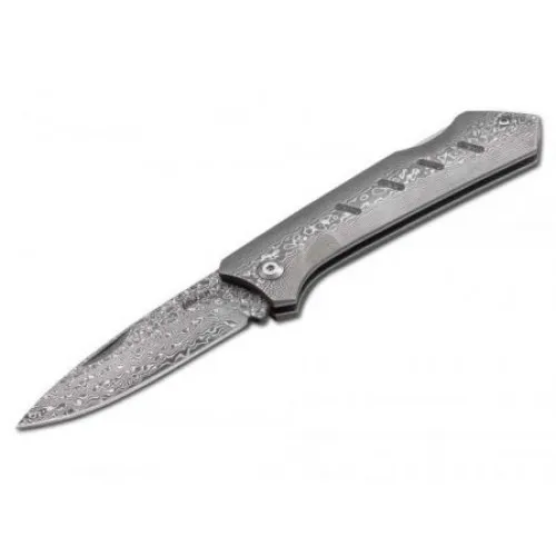 Boker Plus Damascus Dominator Folding Knife - 3-3/8" Blade Damascus Handle