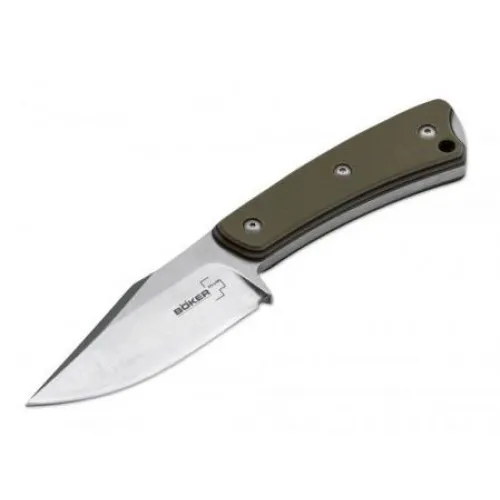 Boker Plus Piranha Knife - 2.95" Fixed Blade Olive Green G10 Handle