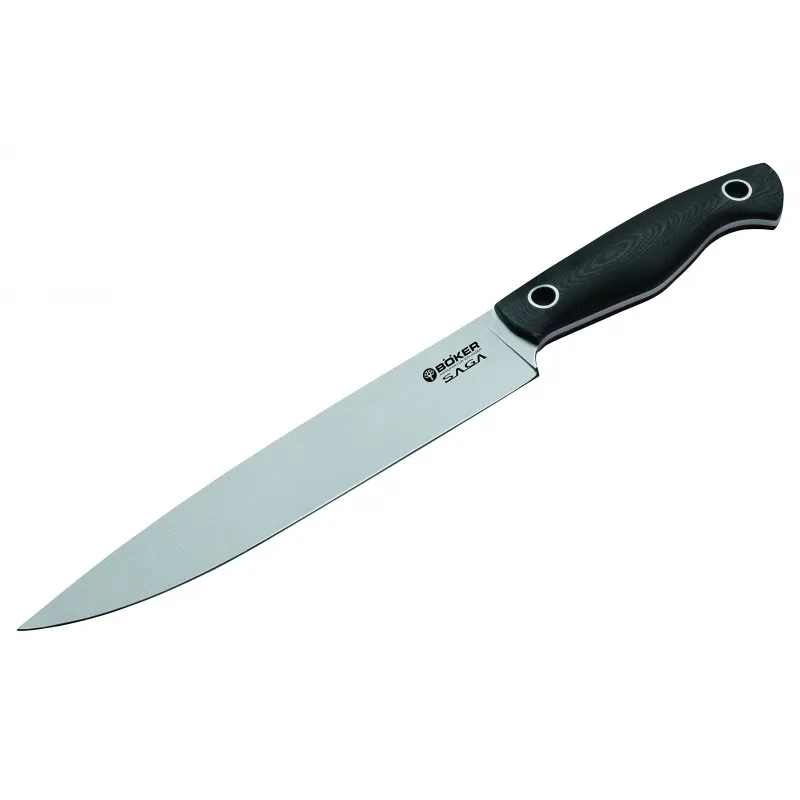 Boker Saga Carving Knife - Satin 7.55" Blade, G10 Handle with Red Fiber Inlays and Gift Box Cyclaire Knives and Tools