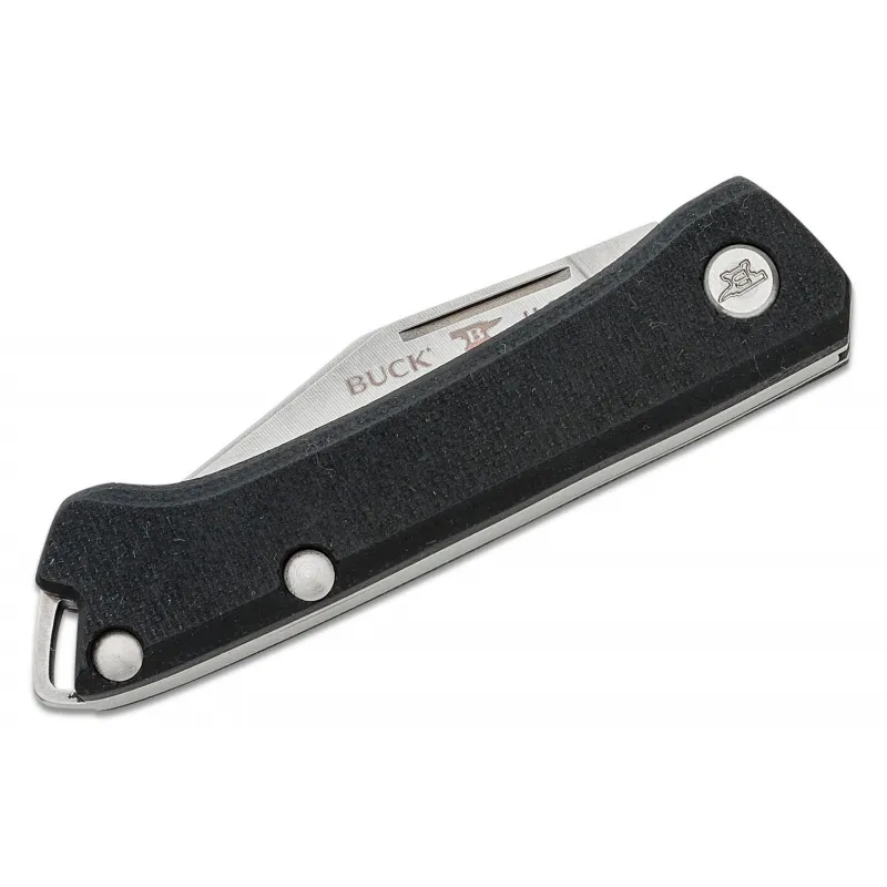 Buck 250 Saunter Clip Point UK EDC Folding Knife Black Canvas Micarta Handle Cyclaire Knives and Tools