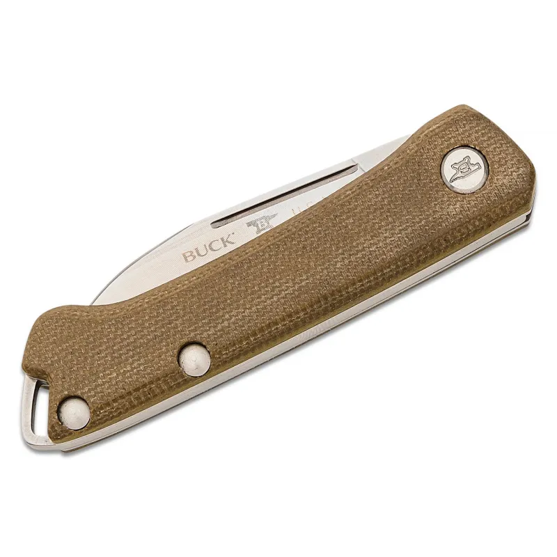 Buck 250 Saunter Drop Point UK EDC Folding Knife OD Green Micarta Handle Cyclaire Knives and Tools