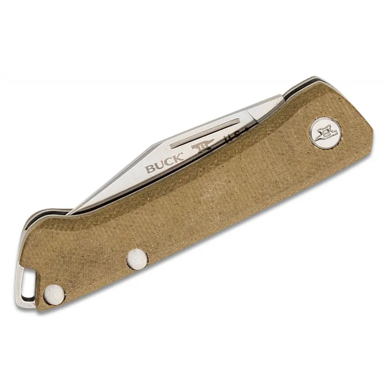 Buck 250 Saunter Clip Point UK EDC Folding Knife OD Green Micarta Handle Cyclaire Knives and Tools