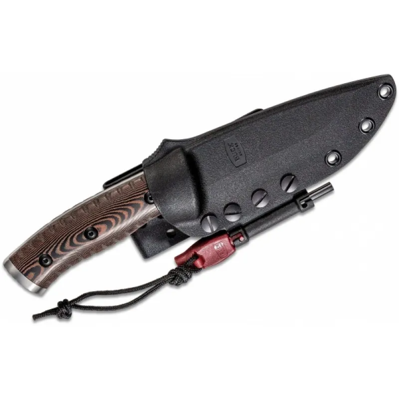 Buck 863 Selkirk Fixed Blade Bushcraft Knife - 4.62" Stainless Steel Blade Brown Micarta Handle Cyclaire Knives and Tools