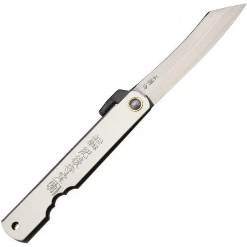 Higonokami No.6 Japanese Triple Layer SK UK EDC Pocket Folder - 2.63" SK5 Carbon Blade Silver Handle