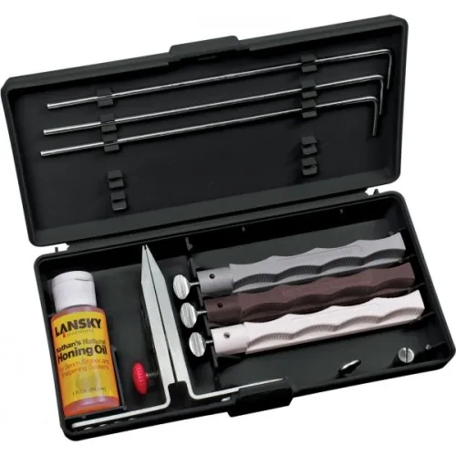 Lansky LKNAT 3-Stone Natural Arkansas Knife Sharpening System