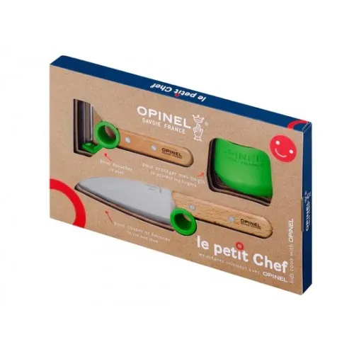 Opinel Le Petit Green Chef Knife Peeler and Finger Guard Box Set