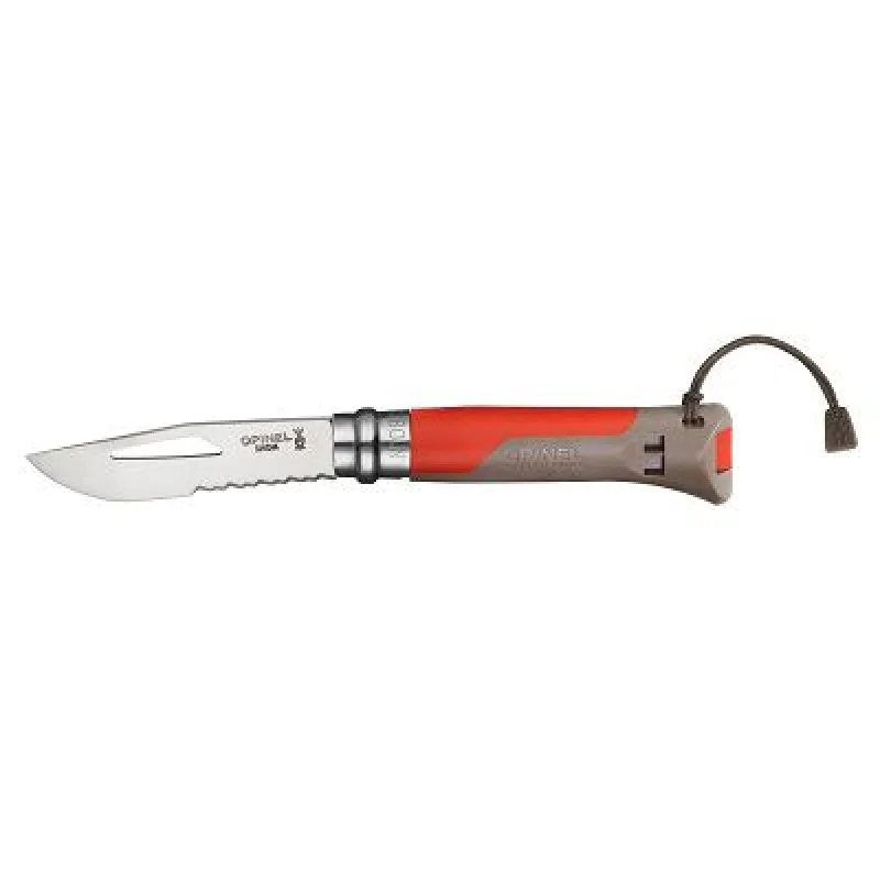 Opinel No.8 Red Outdoor Knife with Whistle and Rope Cutter Cyclaire Knives and Tools