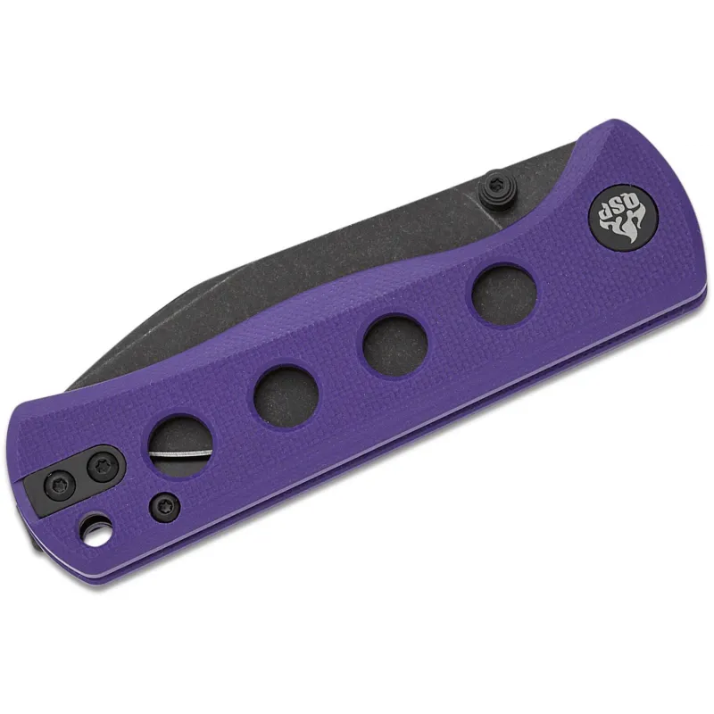QSP Canary Folding Knife - 2.84" 14C28N Black Stonewashed DP Blade Purple G10 Handle Cyclaire Knives and Tools
