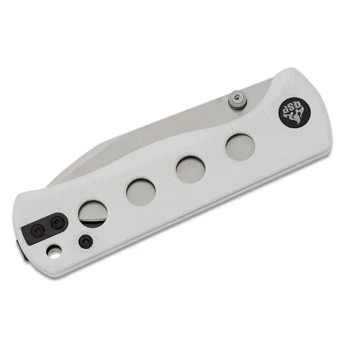 QSP Canary Folding Knife - 2.84" 14C28N Stonewashed DP Blade White G10 Handle