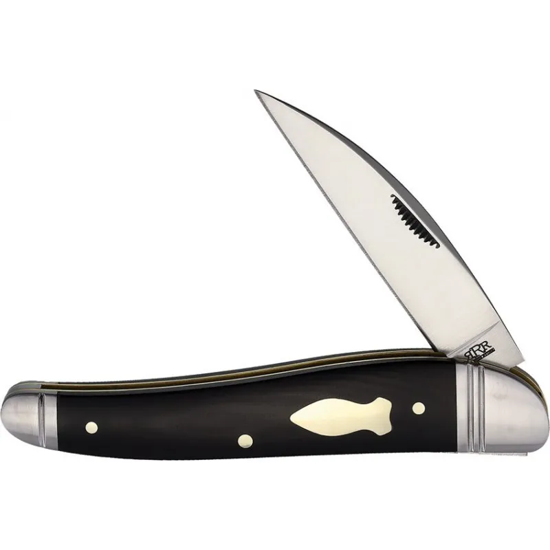 Rough Ryder Quillckiffe Folding Pocket Knife - Wharncliffe Blade Black Micarta Handle Cyclaire Knives and Tools