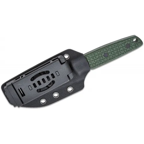 Vosteed Yue Mink Fixed Blade Knife - 3.33" Nitro-V Blade Frag Milled Green Micarta Handle