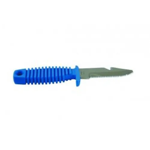 MAC Coltellerie 2" Blunt End Divers Knife with Plastic Sheath and Leg Straps - Blue