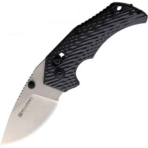 Willumsen Copenhagen Red E Axis Lock Knife Grey - 2.75" Blade, Black and Grey G10 Handle